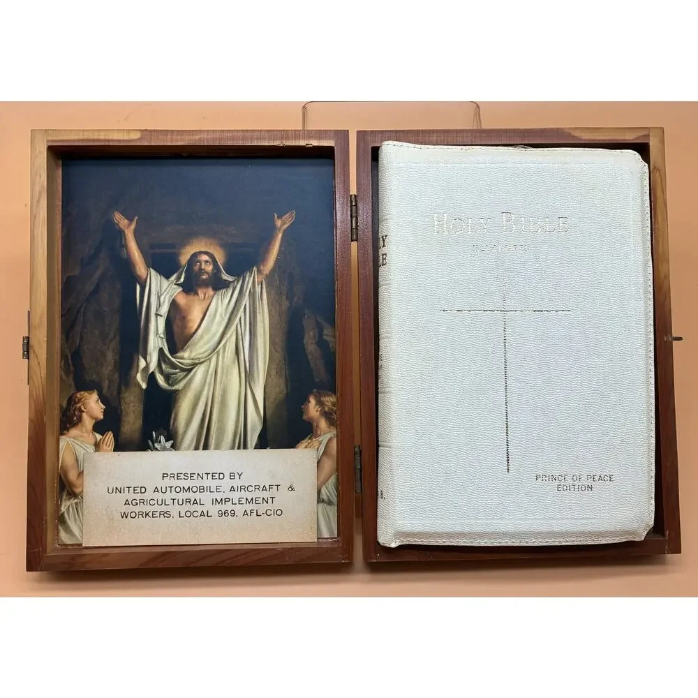 Holy Bible - Memorial Edition w/ Cedar Wood Case AFL-CIO Prince of Peace Edition
